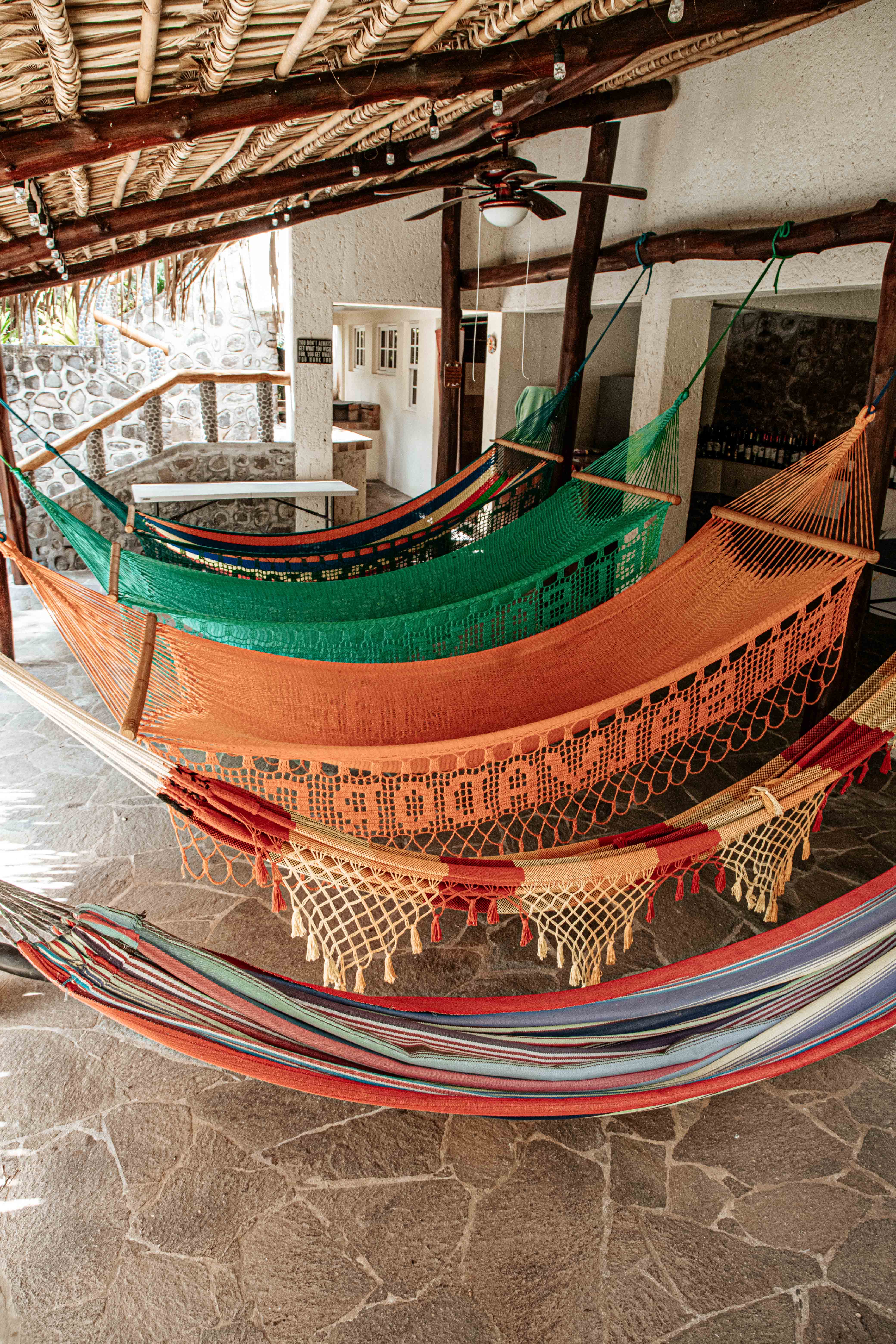 Hammocks in the tropical garden shade